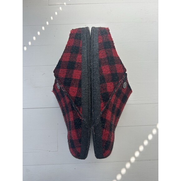 Birkenstock Zermatt Shearling Red & Black Plaid Wool Felt Slippers Size 44/M11